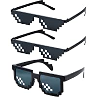 3 Pares Gafas de Sol de Píxel de Matón Indiferente de Plástico Accesprios de Fiesta para Niños Adultos- Negro (Píxel…